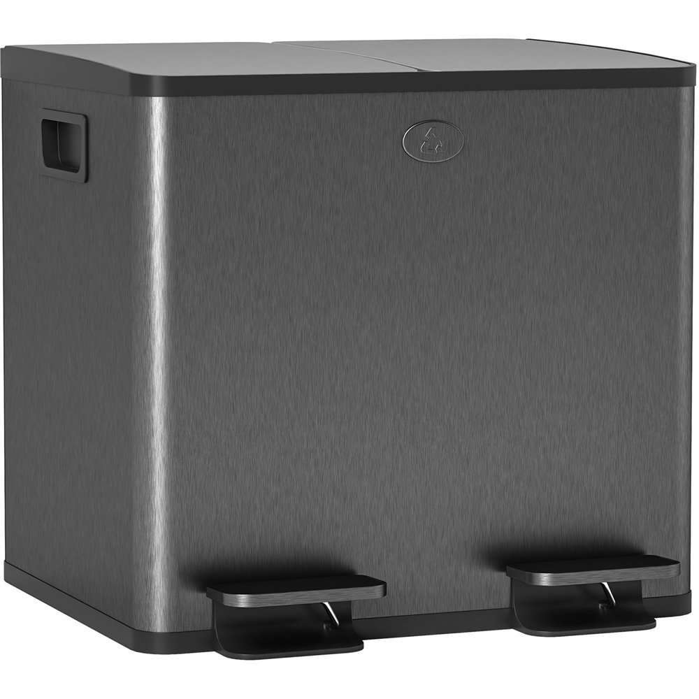 HOMCOM Dual Recycling Black Kitchen Pedal Bin 30L Image 1
