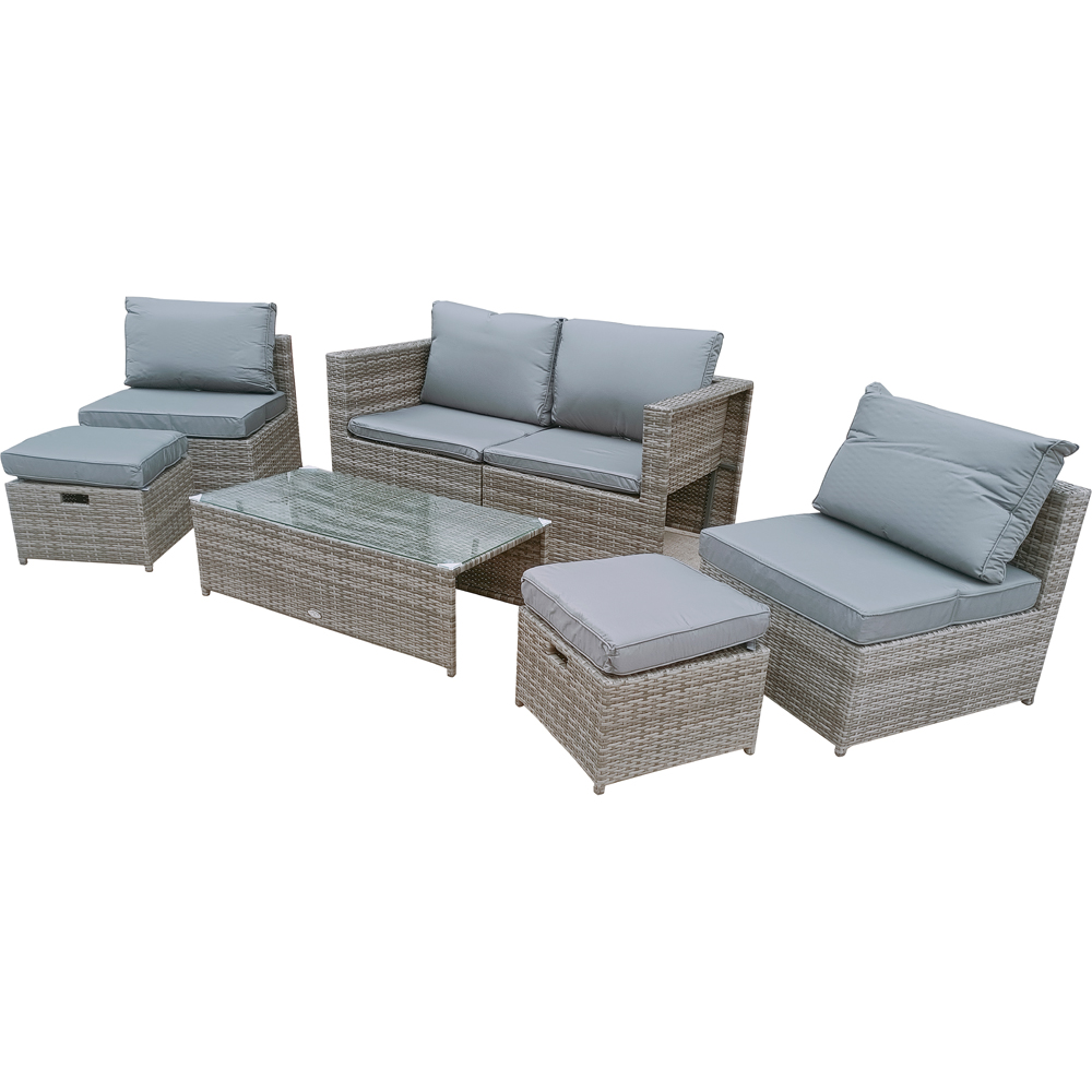 Furniture One 6 Seater Grey Rattan Garden Dining Set with Cushion Image 5