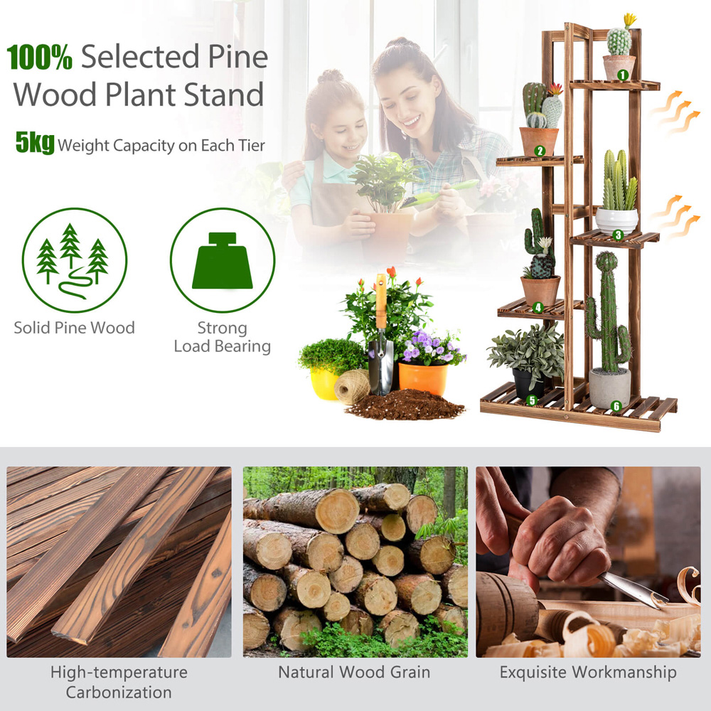 Costway 5 Tier Wooden Freestanding Plant Stand Image 8