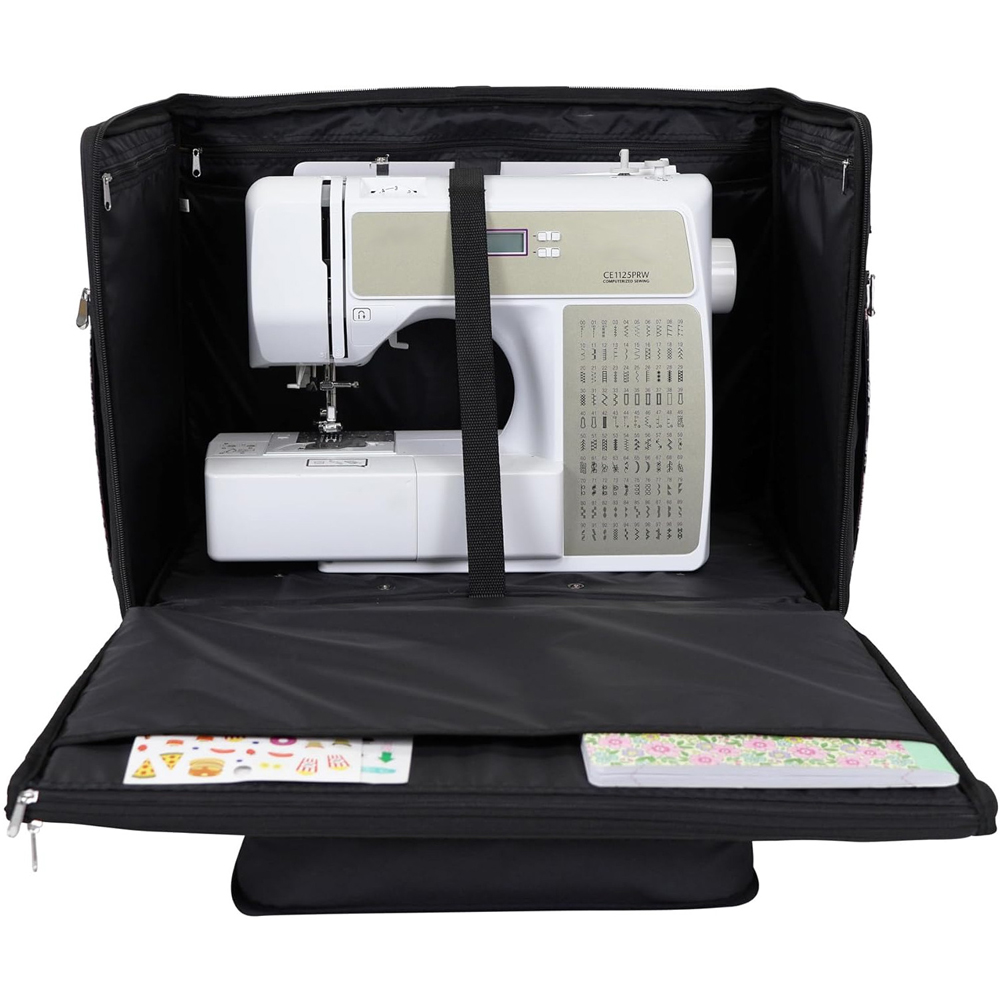Everything Mary EVM14431-1 Pink Floral Collapsible Rolling Sewing Machine Case 50 x 27 x 35cm Image 3