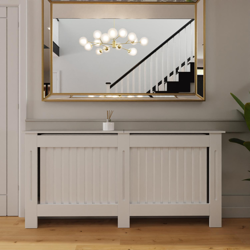 FWStyle White Vertical Slat MDF Radiator Cover XL Image 5