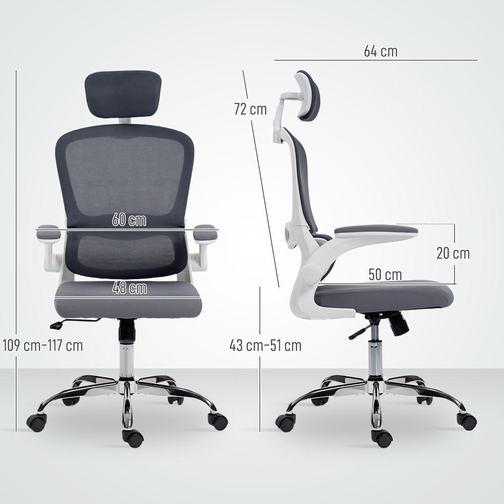 Portland Charcoal Grey Mesh High Back Swivel Office Desk Chair with Lumbar Support Image 9