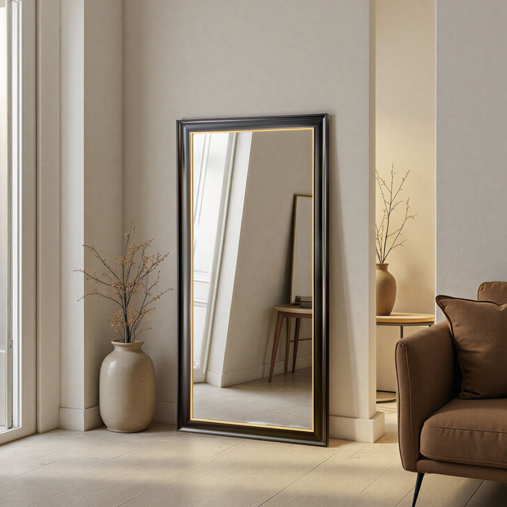 Yearn Georgian Black and Gold Bevelled Full Length Wall Mirror 166.5 x 75cm Image 2