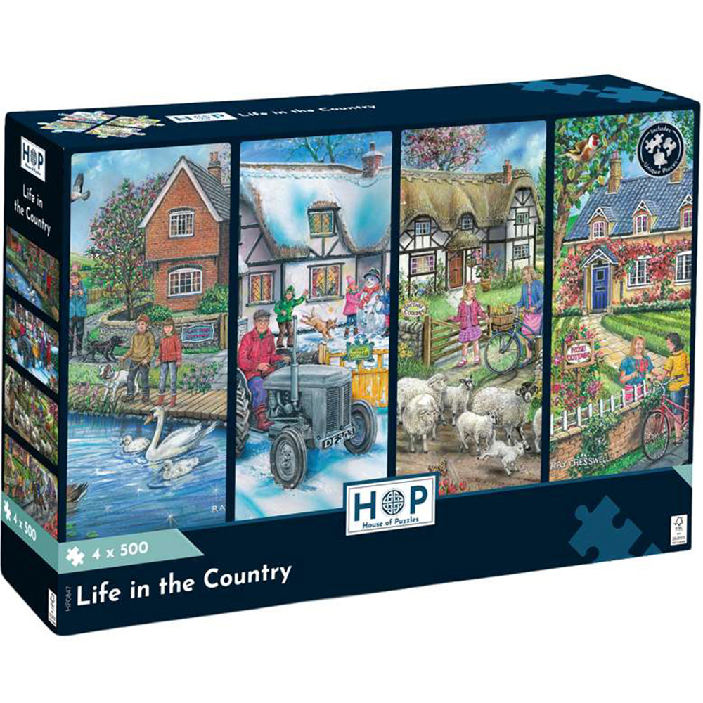 The House of Puzzles Life in Country 500 Piece Jigsaw Puzzle 4 Pack Image 2