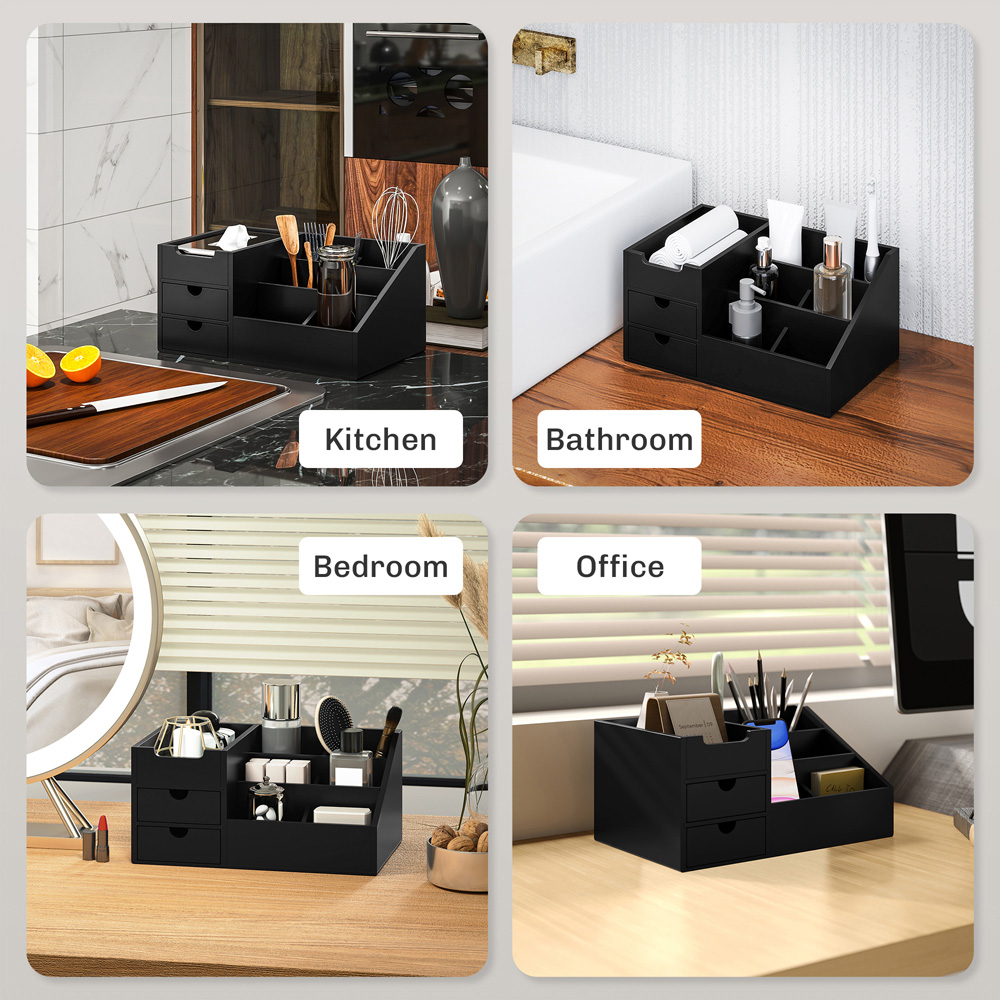HOMCOM 2 Drawer Black Multi-Function Storage Caddy Image 5