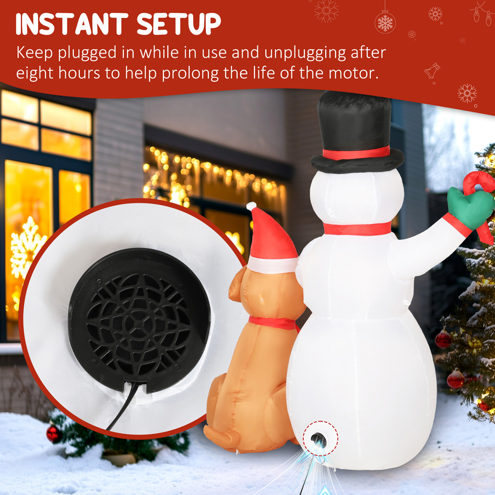 Everglow Christmas Blow Up Inflatable Snowman and Dog Decoration with Built-in LEDs 6ft Image 5
