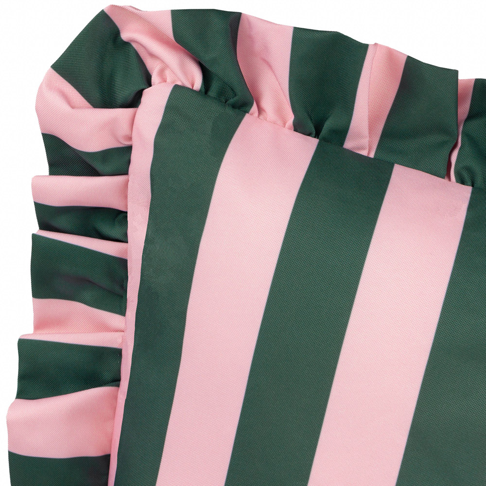 furn. Palm Royale Stripe Pink Ruffle Printed Polyester Filled Outdoor Cushion 50 x 50cm Image 3