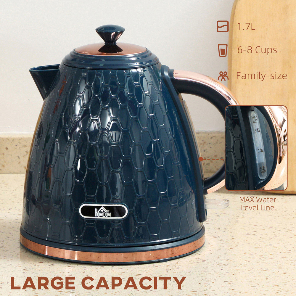 HOMCOM Dark Blue 1.7L Fast Boil Electric Kettle 3000W Image 5