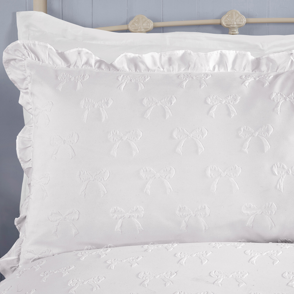 Ellie Bow Ruffle Duvet Set White Single Image 3
