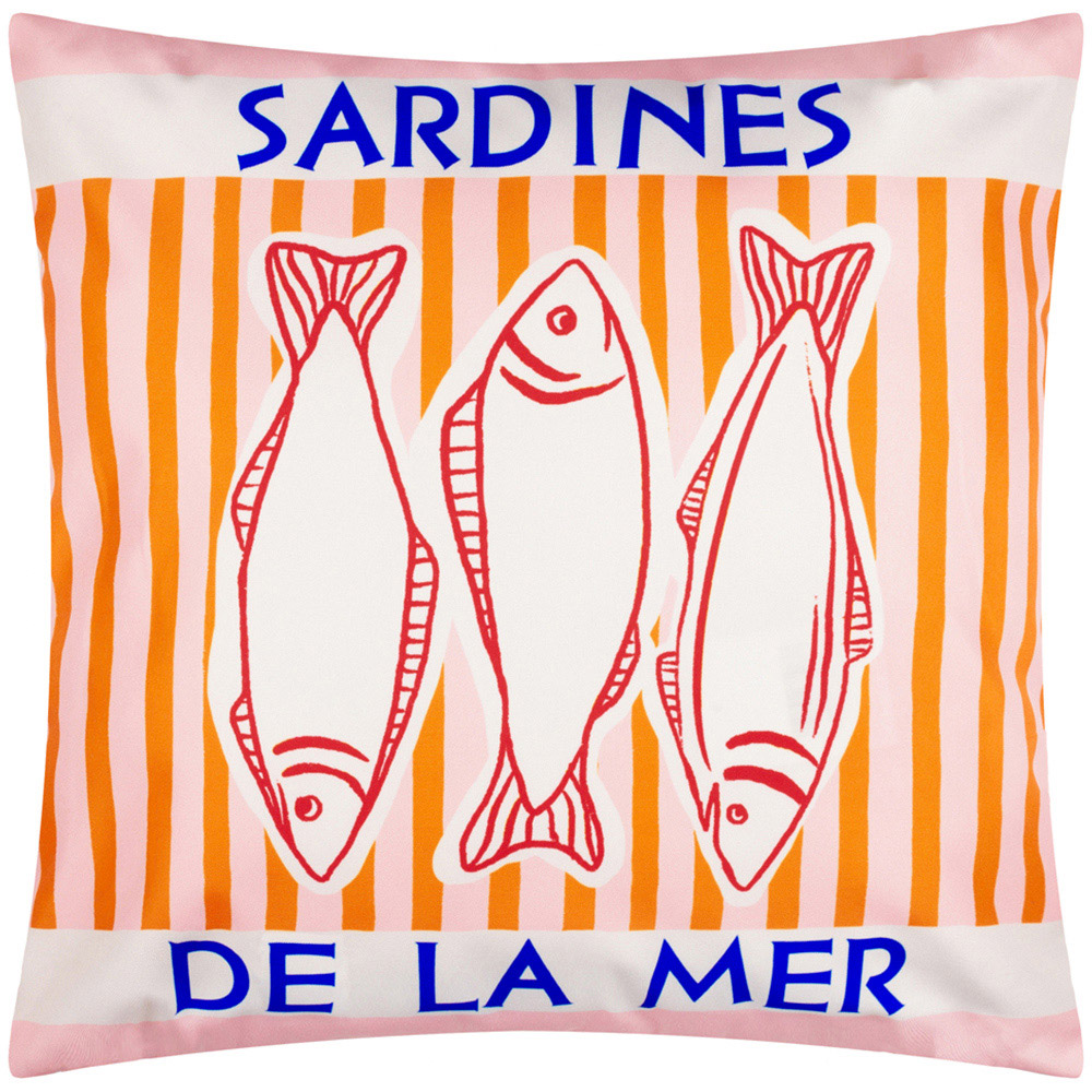 Furn Mediterranean Pink Sardines Reversible Cushion 45 x 45cm Image 1