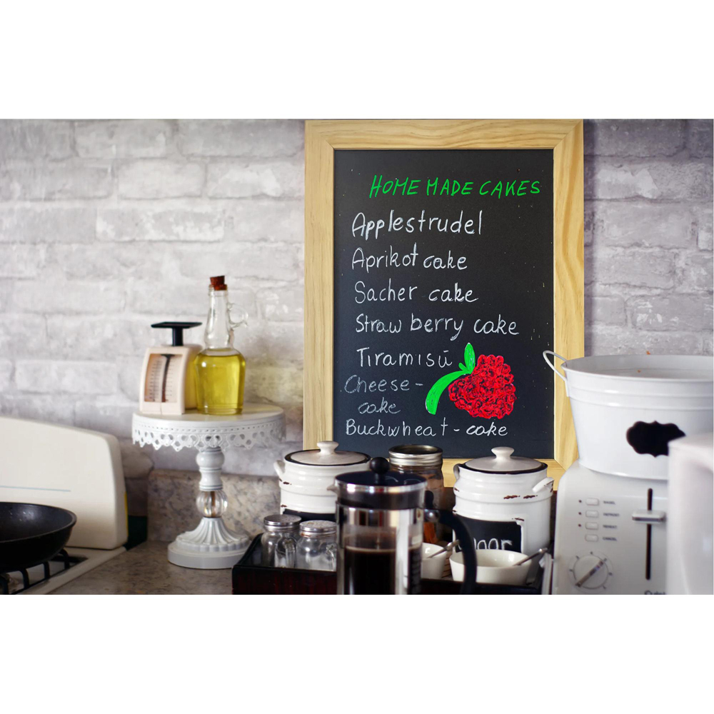 Exacompta Black Framed Wooden Wall Mounted Double-Sided Chalkboard 37 x 49cm Image 5