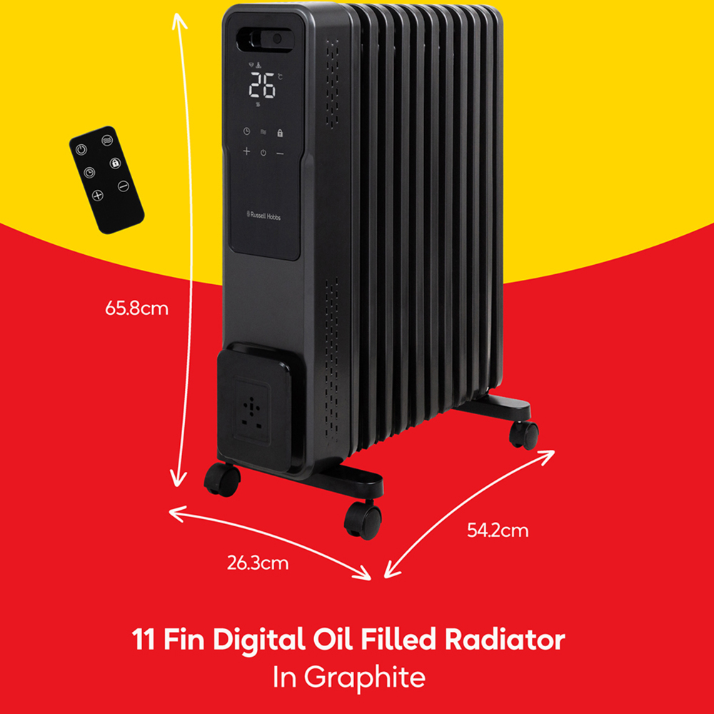 Russell Hobbs RHOFR2500MD 11 Fin Digital Oil Filled Radiator Touch Control 2500W Image 8