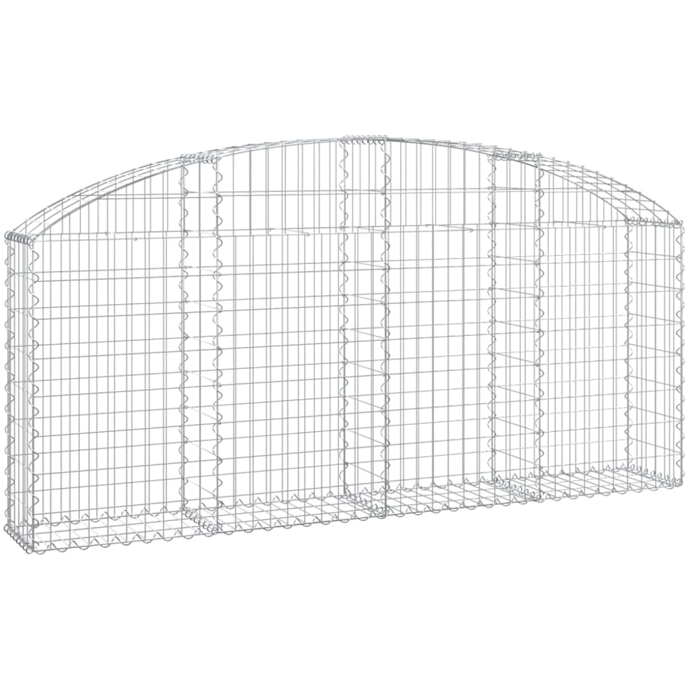 vidaXL Silver Galvanised Iron Arched Gabion Basket 200 x 30 x 80/100cm Image 1