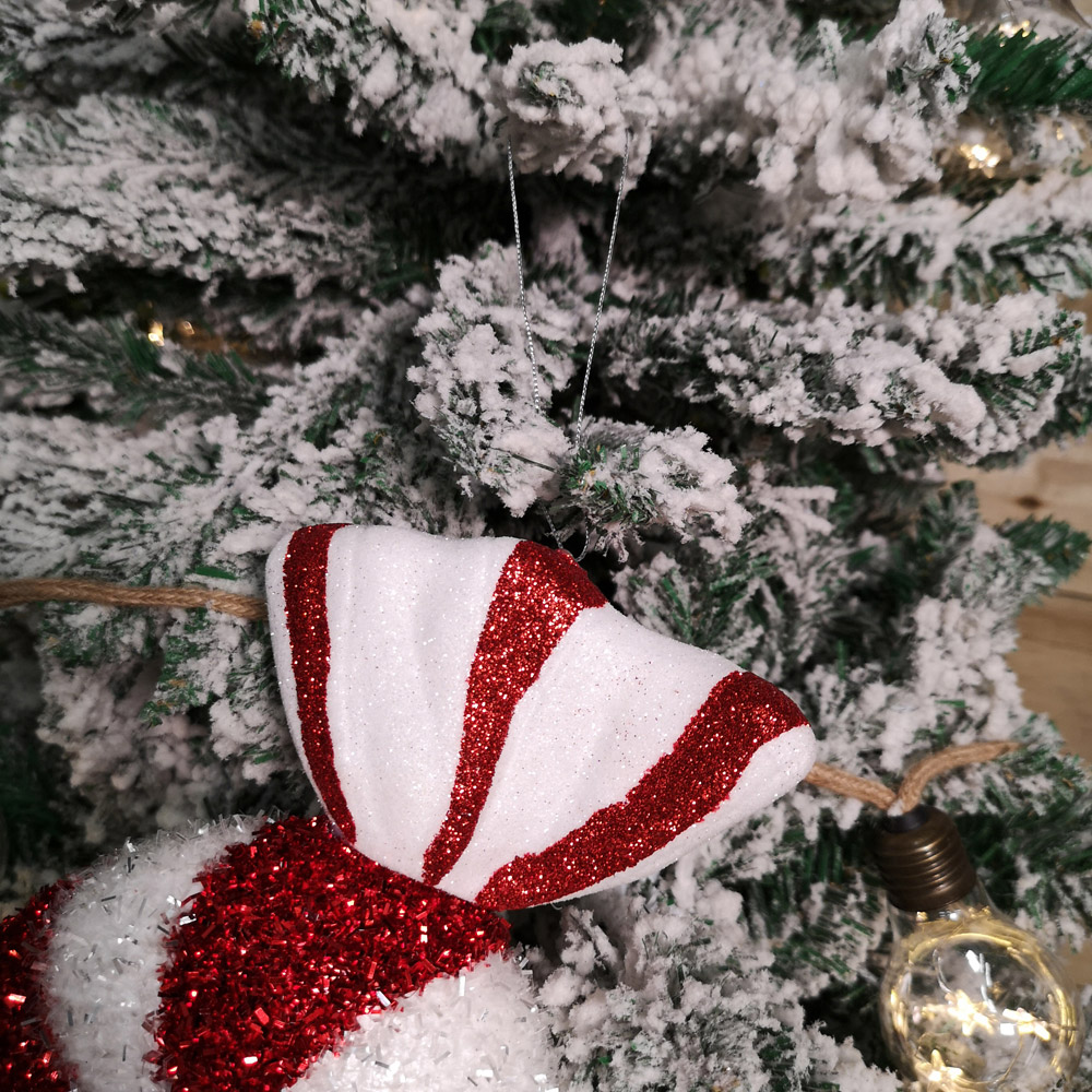 Samuel Alexander Red and White Glitter Candy Sweet Hanging Christmas Decoration 28cm Image 5