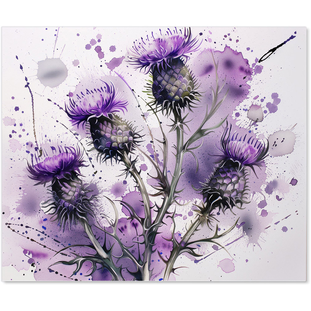Warren Reed Designer Vibrant Scottish Thistle Art Glass Kitchen Splashback 75 x 90cm Image 2