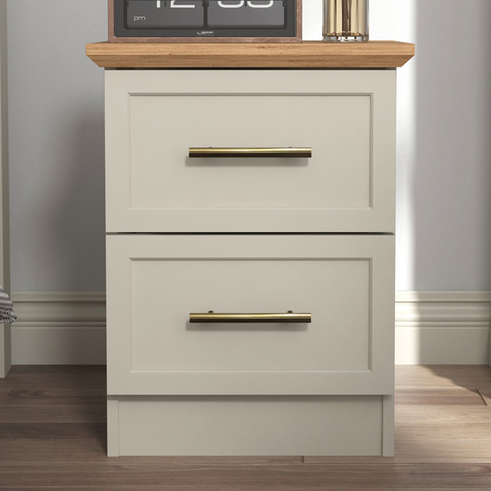 GFW Lyngford 2 Drawer Grey Bedside Table Image 1