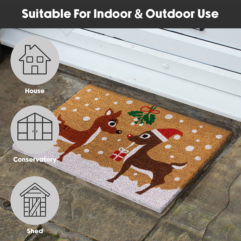JVL Christmas Reindeer Latex Coir Door Mat 40 x 58cm Image 7