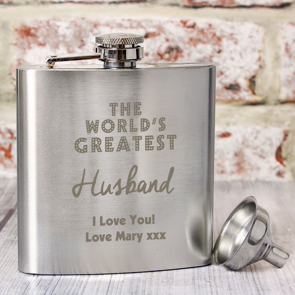 Personalised Memento Personalised The World's Greatest Hip Flask Image 3