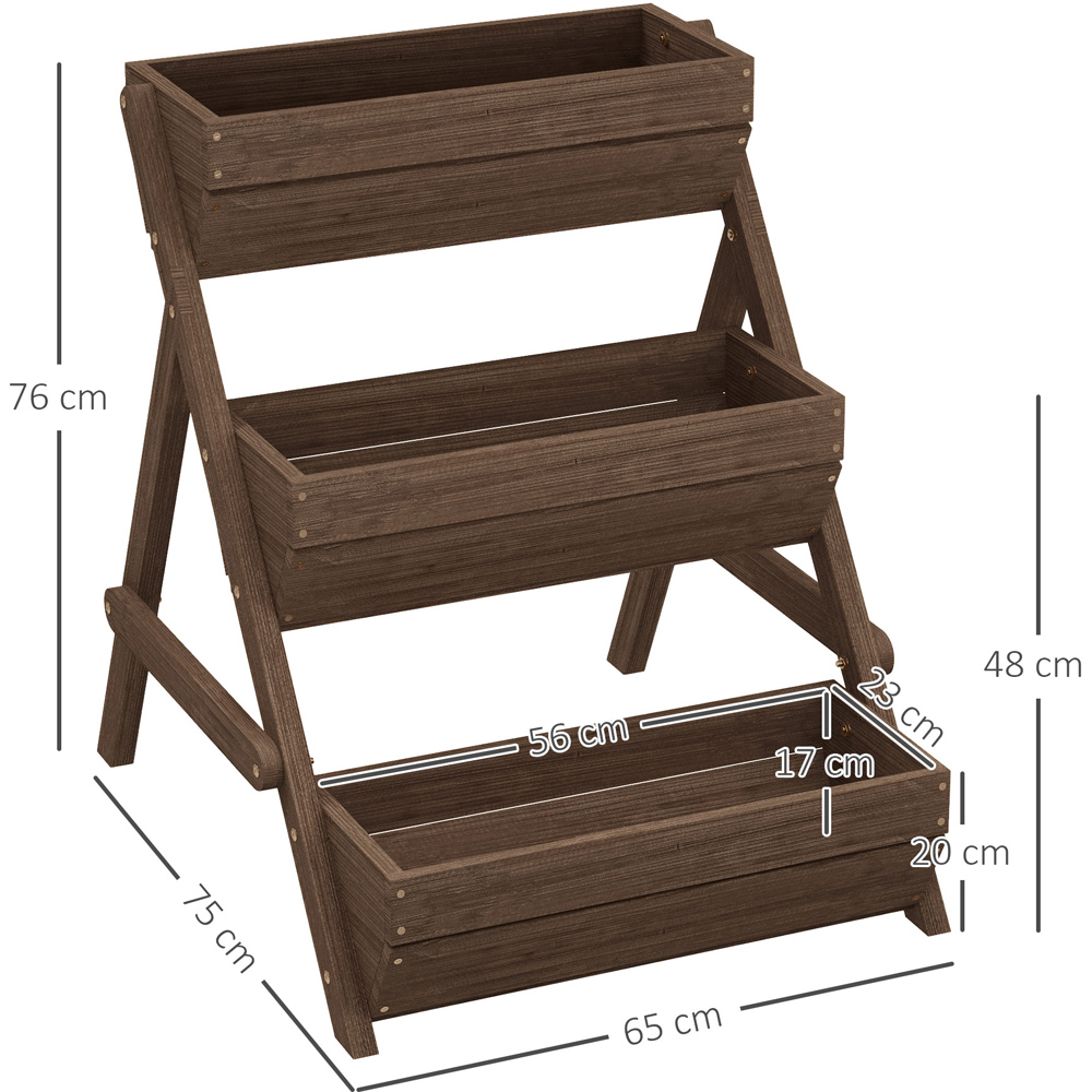 Outsunny 3 Tier Tan Wooden Raised Garden Bed Plant Stand Image 7