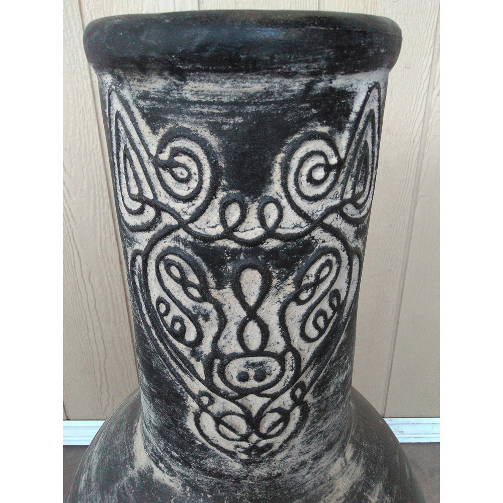 Gardeco Wulfryc Celtic Theme Wolf Charcoal Mexican Chimenea with Stand and Lid Image 3