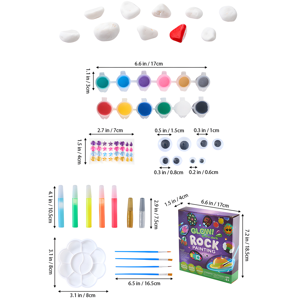 H&O Direct Glow-in-the-dark Kids DIY Rock Painting Kit Image 6
