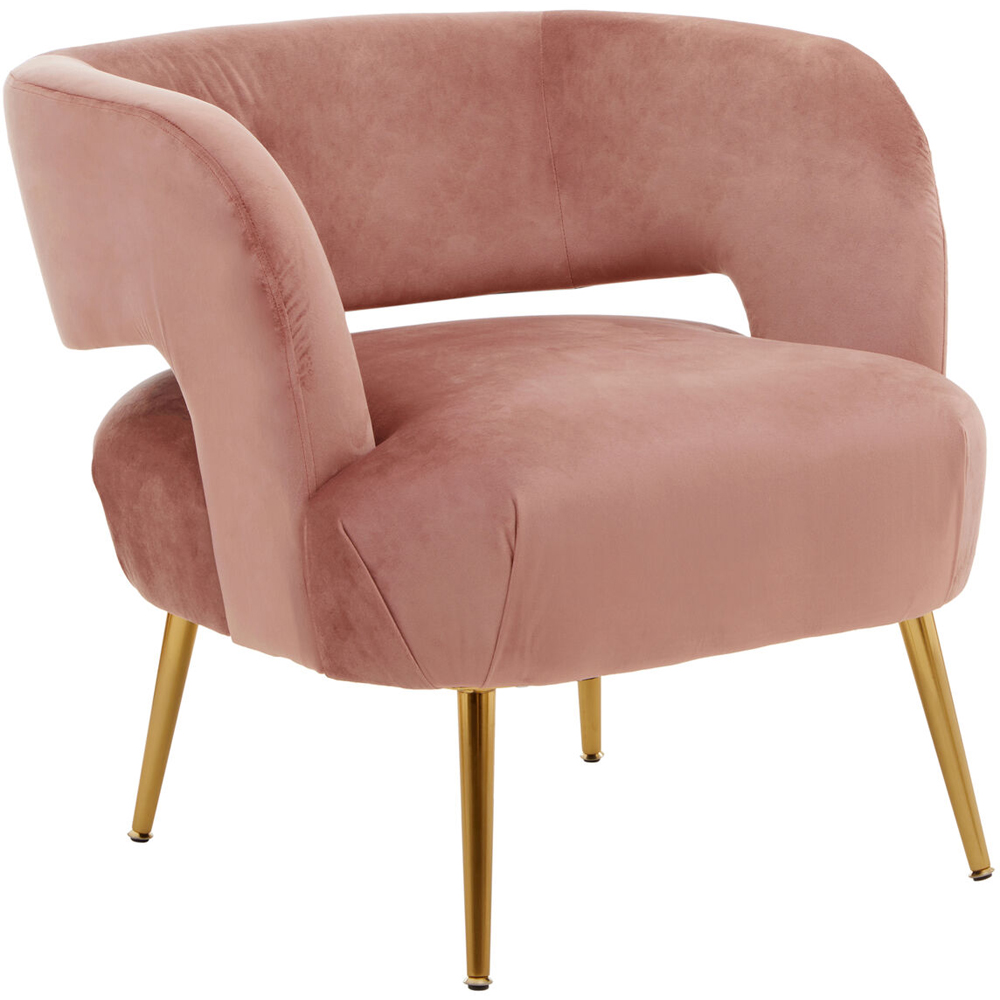 Premier Housewares Larissa Pink Velvet Curved Accent Chair Image 4