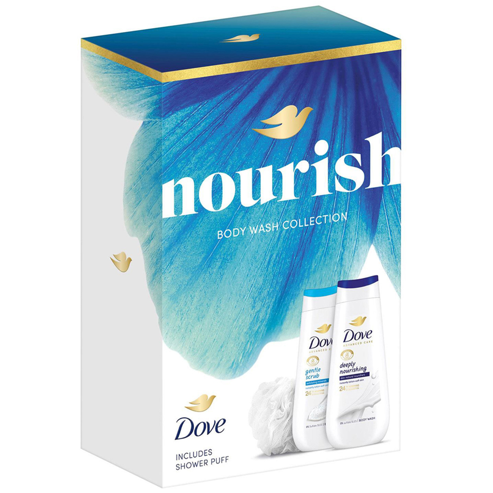 Dove Nourish Gentle Scrub and Deeply Nourishing Bodywash Duo Gift Set 225ml 2 Pack Image 4