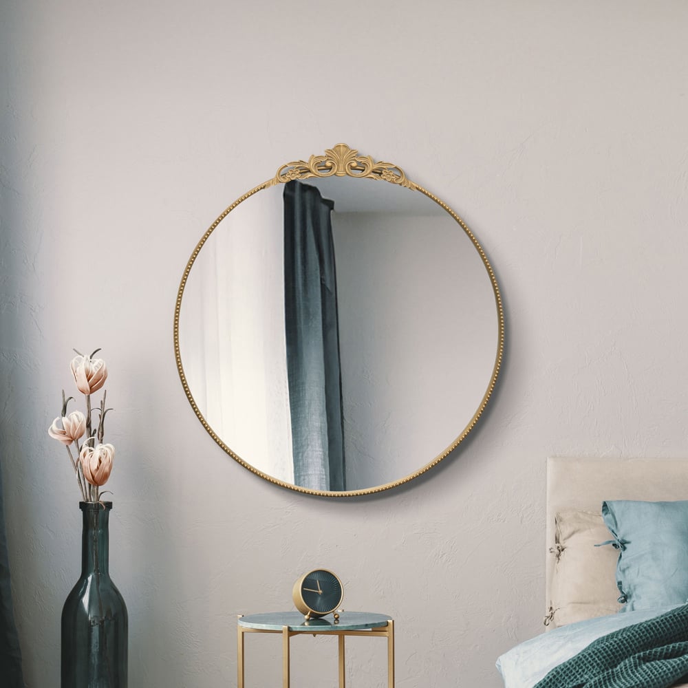 The Crown Gold Metal Wall Mirror 100 x 100cm Image 2