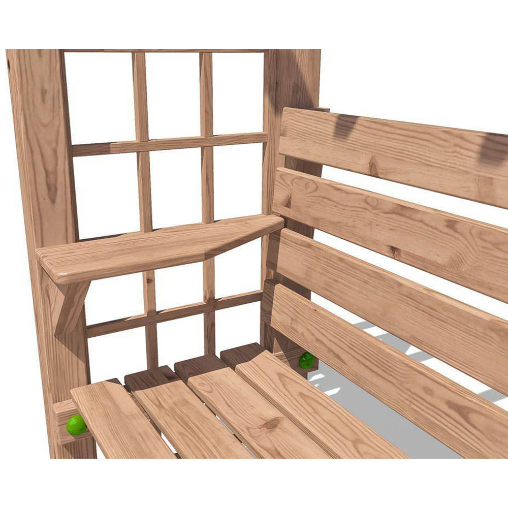 Dunster House Gerlinde 4 Seater Brown Roof Corner Pergola Arch Bench with Pergola Trellis and Mini Table 8 x 8ft Image 7