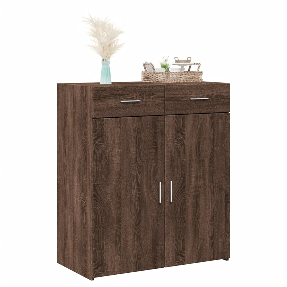 vidaXL 2 Door 2 Drawer Brown Oak Sideboard Image 3