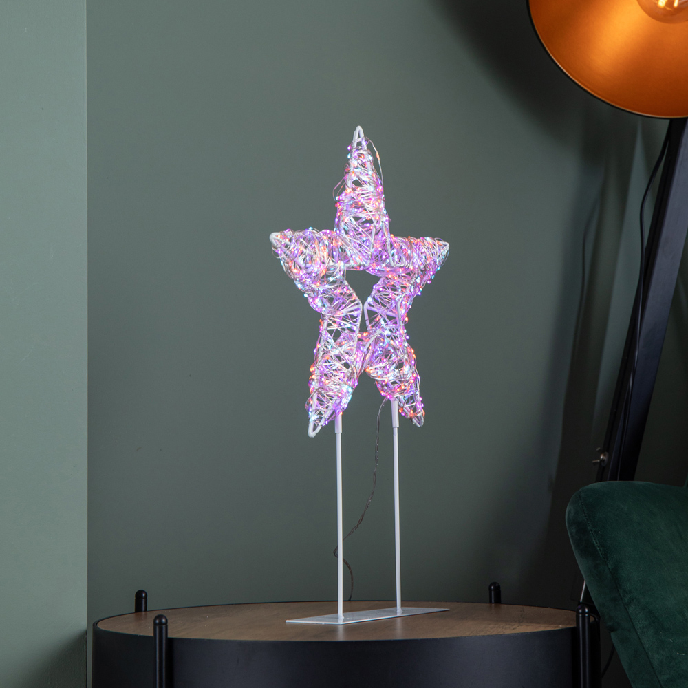 Samuel Alexander 720 Rainbow LED Light-Up Twinkling Silver Christmas Star with Metal Stand 45cm Image 7