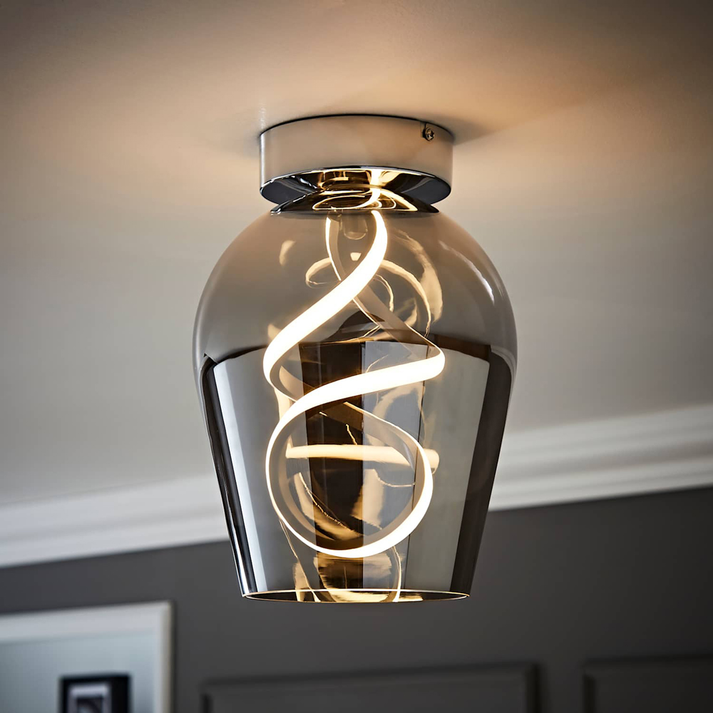ValueLights Helix Smoked Glass Integrated LED Ceiling Light Image 6