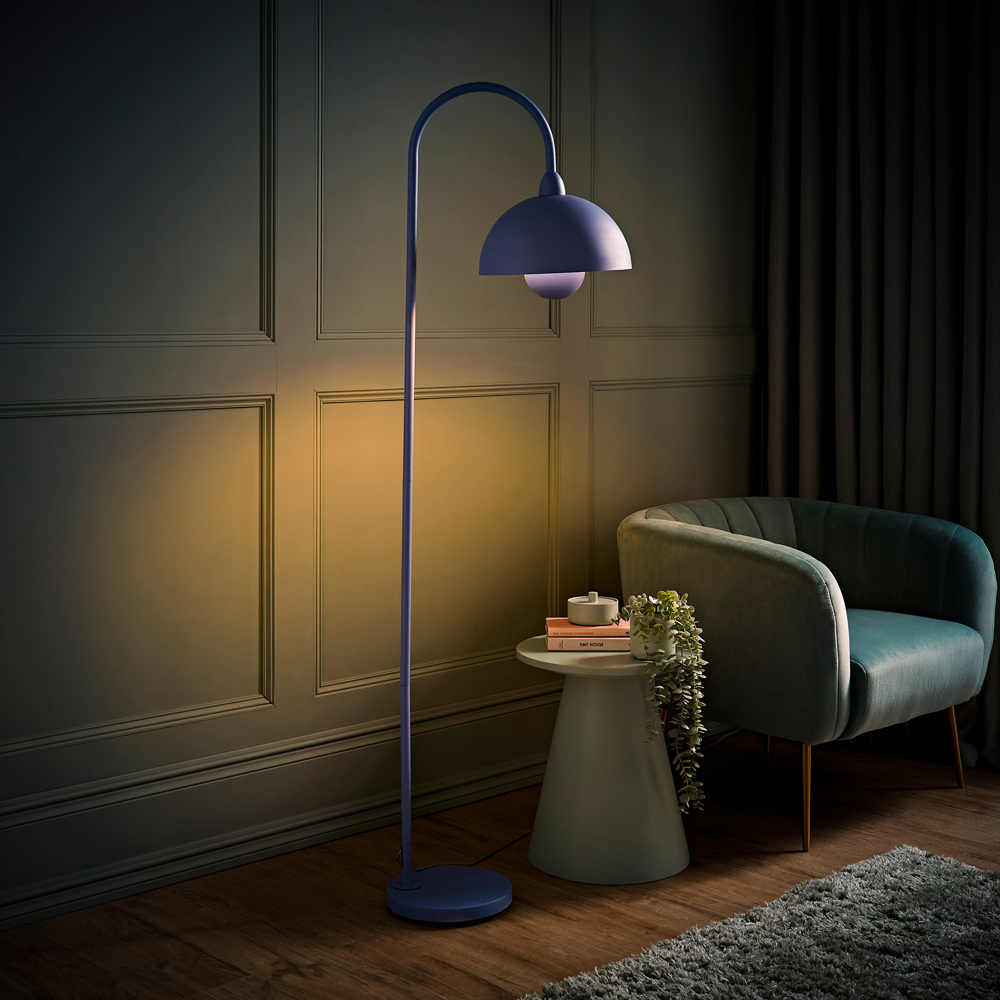 ValueLights Tilly Pastel Sky Blue Arched Dome Shade Metal LED Floor Lamp Image 6