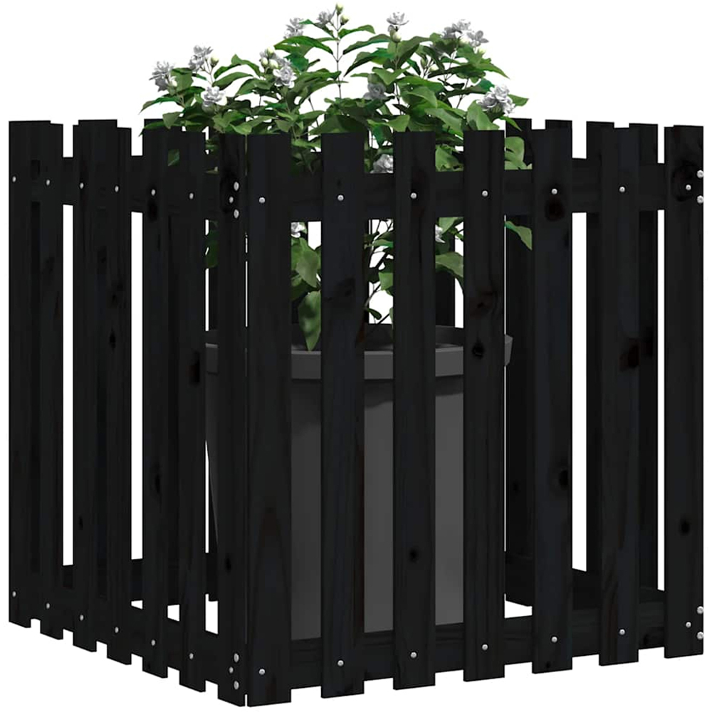 vidaXL Black Pine Wood Garden Planter 70 x 70 x 70cm Image 2