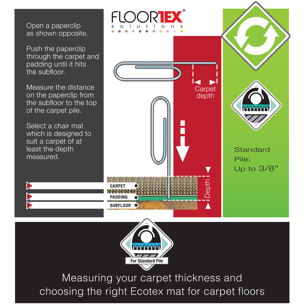 Floortex Enhanced Polymer Rectangular Chair Mat for Carpets up to 9mm 75 x 120cm Image 7