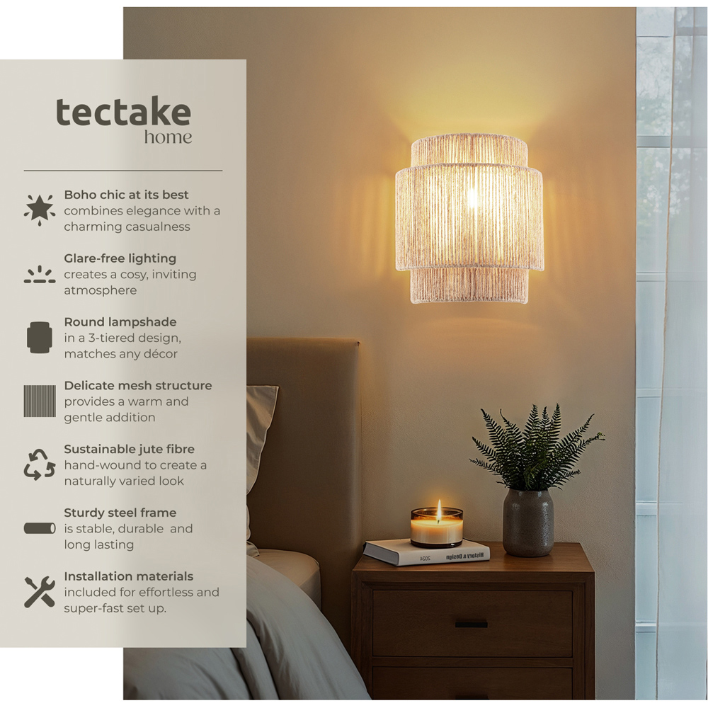 tectake Lignea Lux Jute Boho Style Wall Light Image 6