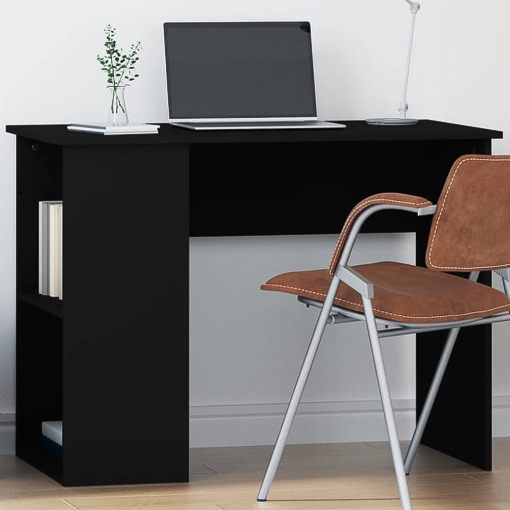 vidaXL 2 Shelf Computer Desk Black Image 1