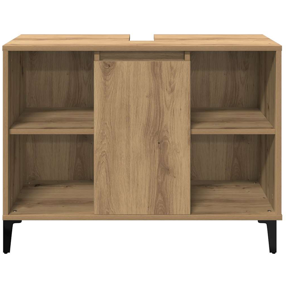 vidaXL Single Door 4 Open Compartment Artisan Oak Bathroom Sink Cabinet Image 4
