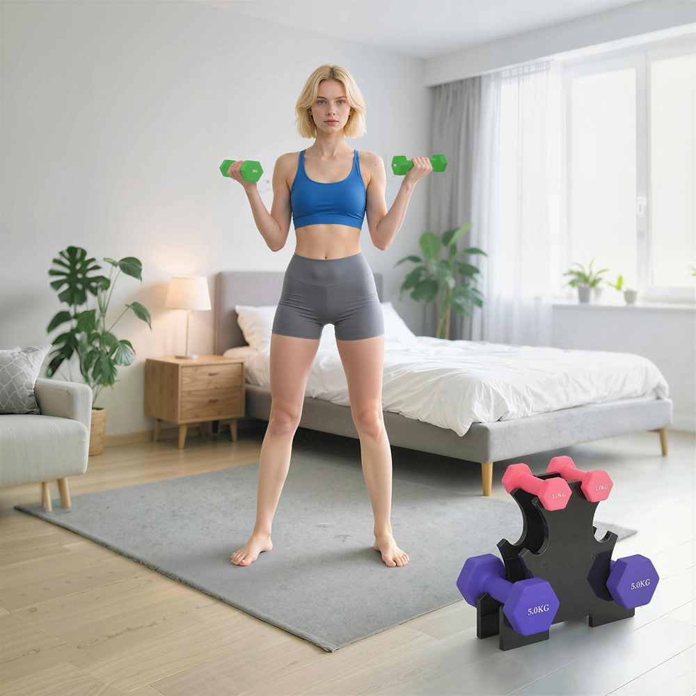 SPORTNOW Multicolour Hex Dumbbell Set with Rack 18kg 6 Pack Image 6