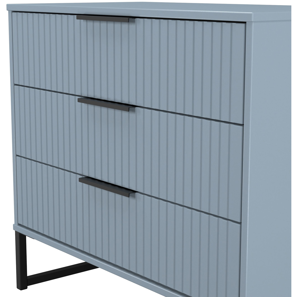 Crowndale Fluted 3 Drawer Denim Blue Chest of Drawers Ready Assembled Image 5