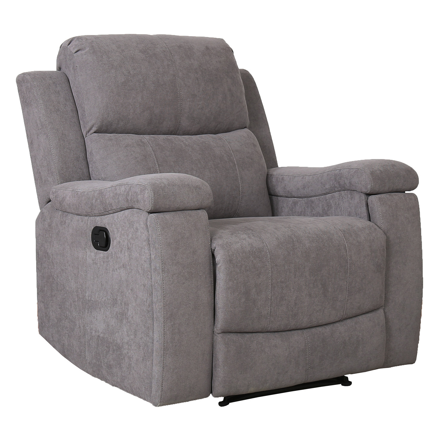 Ledbury Grey Fabric Manual Recliner Chair with Footrest Image 2