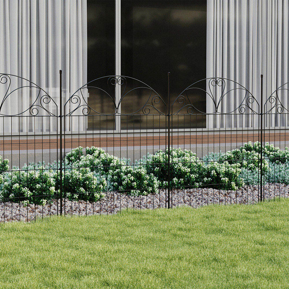 Living and Home Scroll Design 2.3 x 3.3ft 10 Panel Metal Garden Fence with Gate Image 2