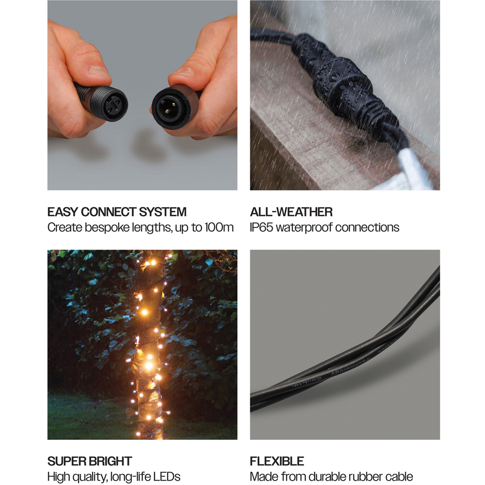 Eagle Connect Gold LED Black String Light 60m Image 5