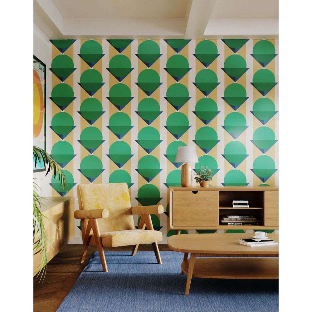 Bobbi Beck Eco Luxury Geometric Bauhaus Green Wallpaper Image 4