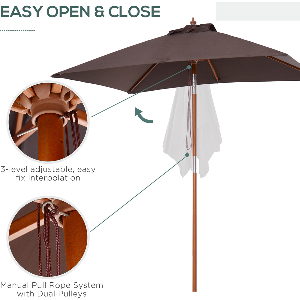 Outsunny Brown Tilting Parasol 2 x 1.5m Image 6