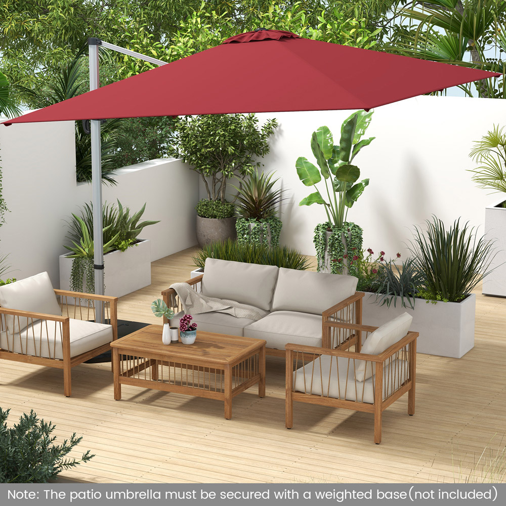 Costway Red Rotating and Adjustable Tilt Patio Cantilever Umbrella 3m Image 2