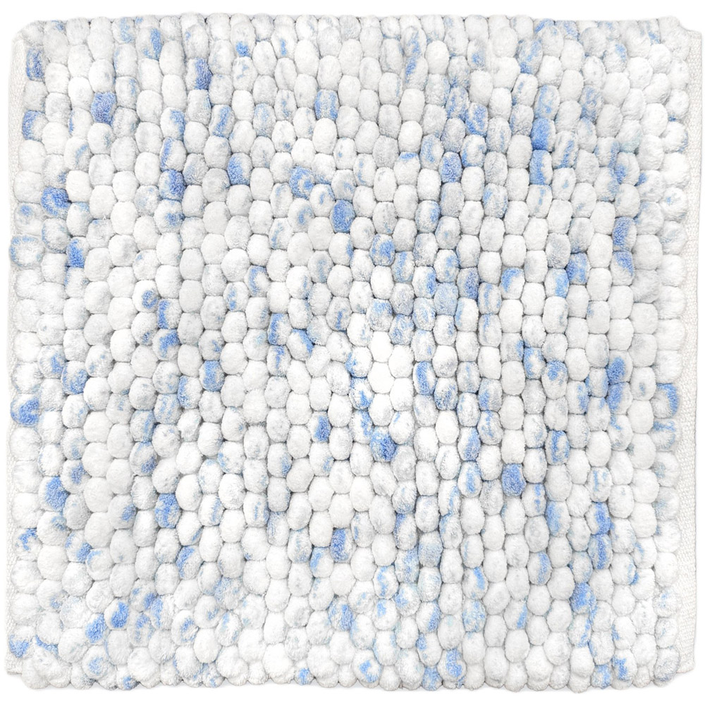 Allure Bath Fashions Luxury Marl Chunky Bobble Blue Square Bath Mat 50 x 50cm Image 1