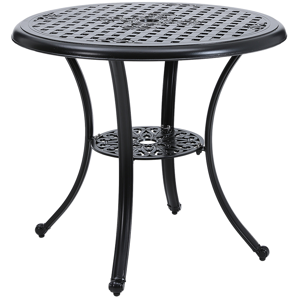 Living and Home Cast Aluminium Round Bistro Table with Parasol Hole Image 2