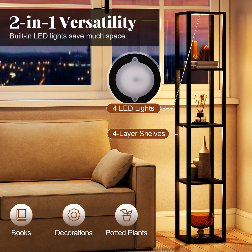 Costway 4 Shelf with 3 Way Dimmable LED Light Floor Lamp Image 7