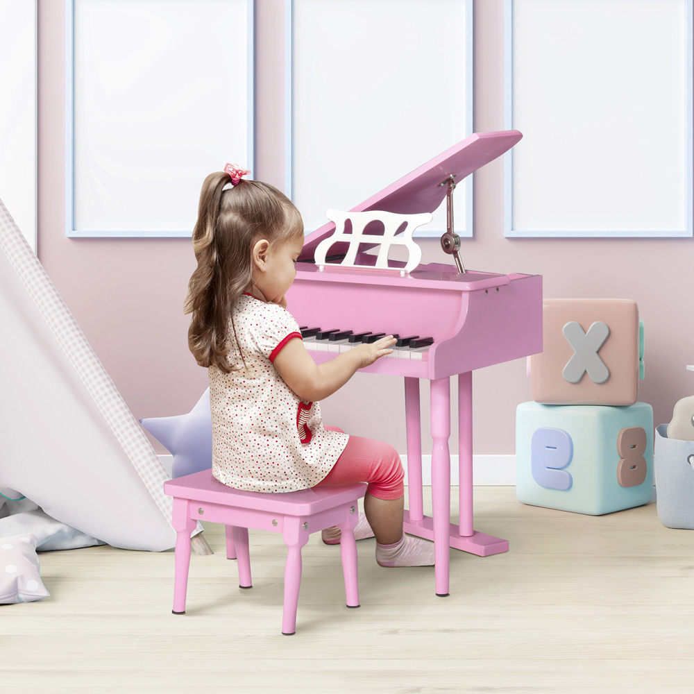 Tommy Toys 30 Keys Mini Kids Piano with Music Stand and Bench Image 2